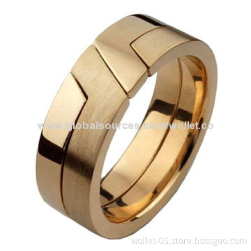 China Manufacturer Wholesale Gold Plating Stainless Steel Ring with High-polished